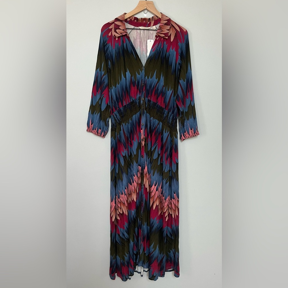 Soft Surroundings Multicolor Chevron Maxi Dress - Olive, Blue, Pink